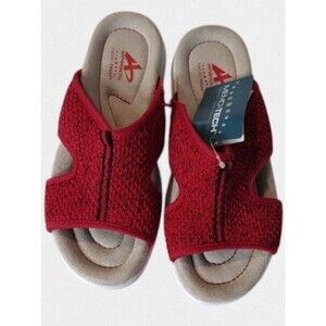 NWT Athletech Heathered Red Women's Knit Lighweigth Slide Sandals Size 6